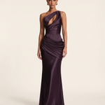 Selene One-Shoulder Cutout Satin Maxi Dress — purple studio