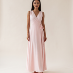 Maisie | Sleeveless Wrap Maxi Dress — Pale Pink — studio front