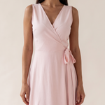 Maisie | Sleeveless Wrap Maxi Dress — Pale Pink — fabric detail