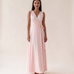 Maisie | Sleeveless Wrap Maxi Dress — Pale Pink — studio three-quarter