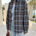 Maple Oversized Plaid Long-Sleeve Shirt – Australian lifestyle view