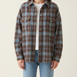 Maple Oversized Plaid Long-Sleeve Shirt – studio front view
