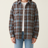 Maple Oversized Plaid Long-Sleeve Shirt – studio front view