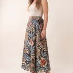 Marisol Floral Tie-Side Maxi Skirt — three-quarter view