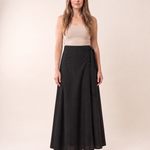 Marisol Floral Tie-Side Maxi Skirt in Black — front view