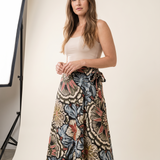 Marisol Floral Tie-Side Maxi Skirt – studio front view