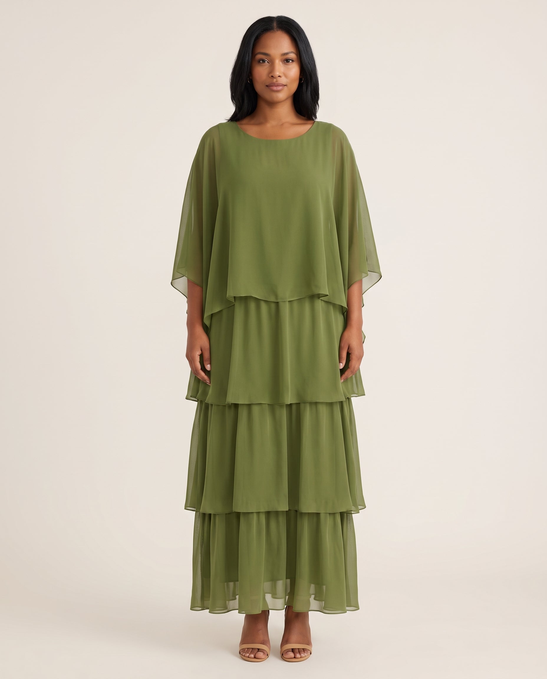 Maxi Dress – Effortless Graceful Flow — Dark Green — studio front