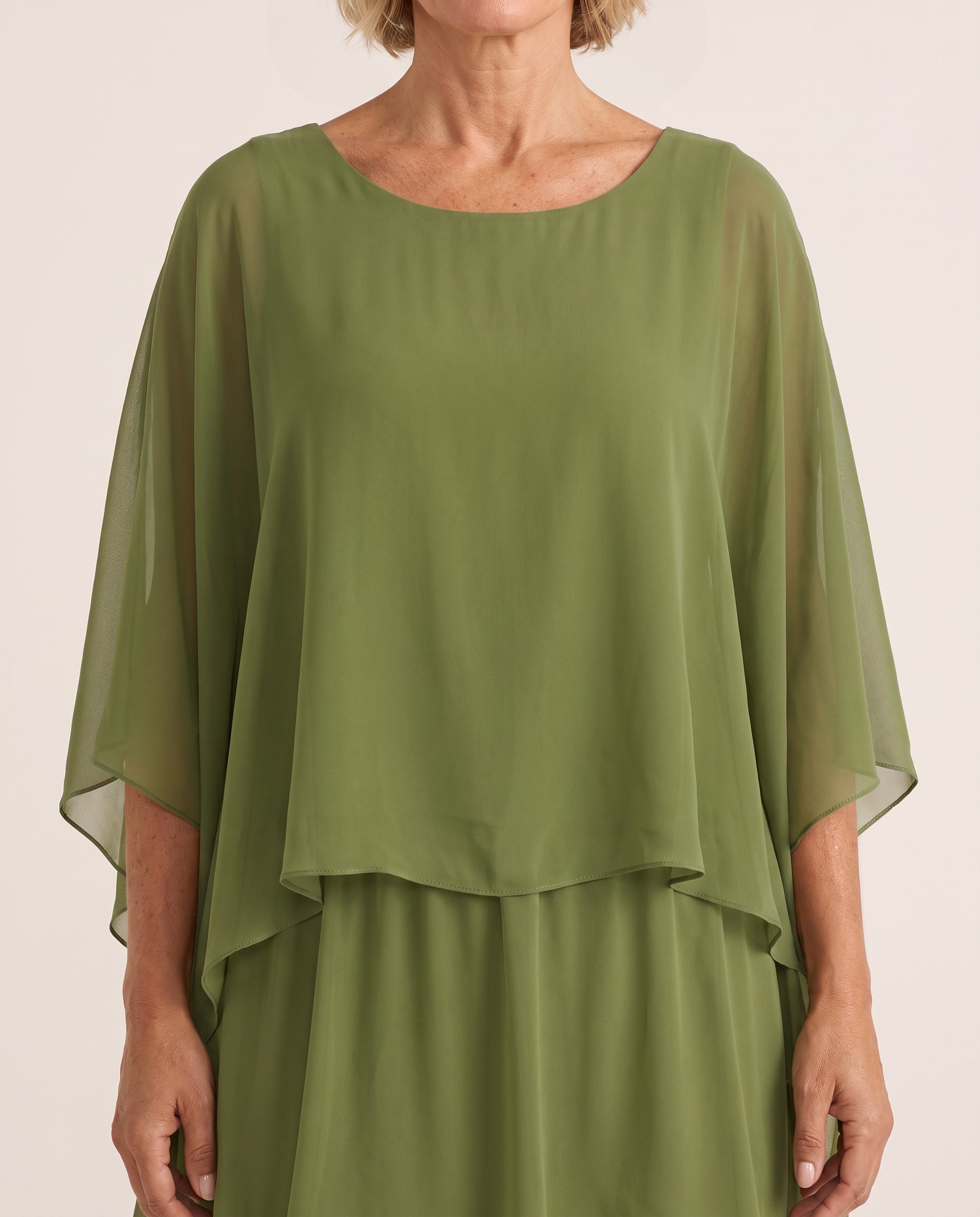 Maxi Dress – Effortless Graceful Flow — Dark Green — fabric detail