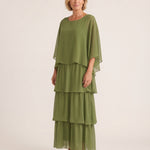 Maxi Dress – Effortless Graceful Flow — Dark Green — studio three-quarter