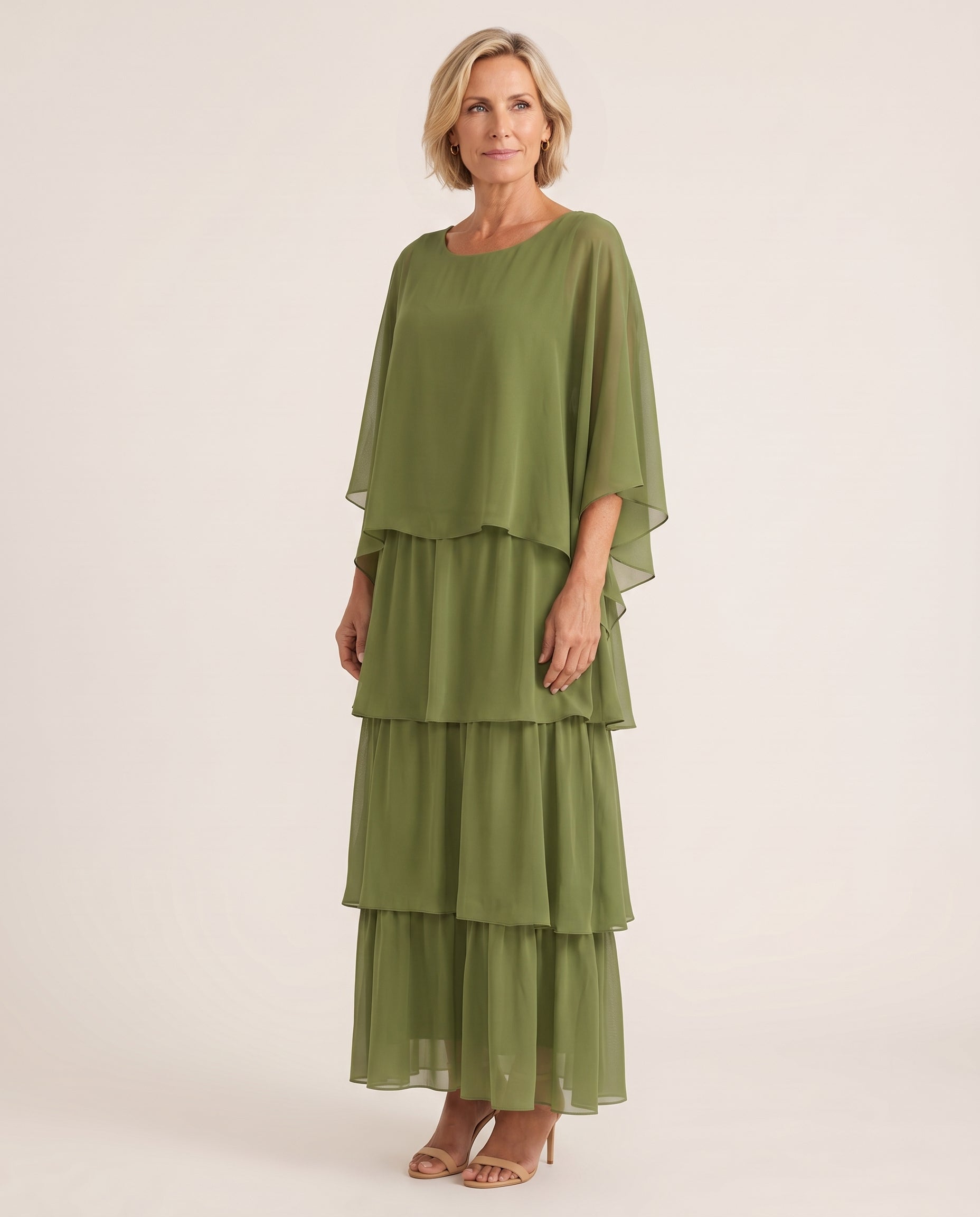 Maxi Dress – Effortless Graceful Flow — Dark Green — studio three-quarter