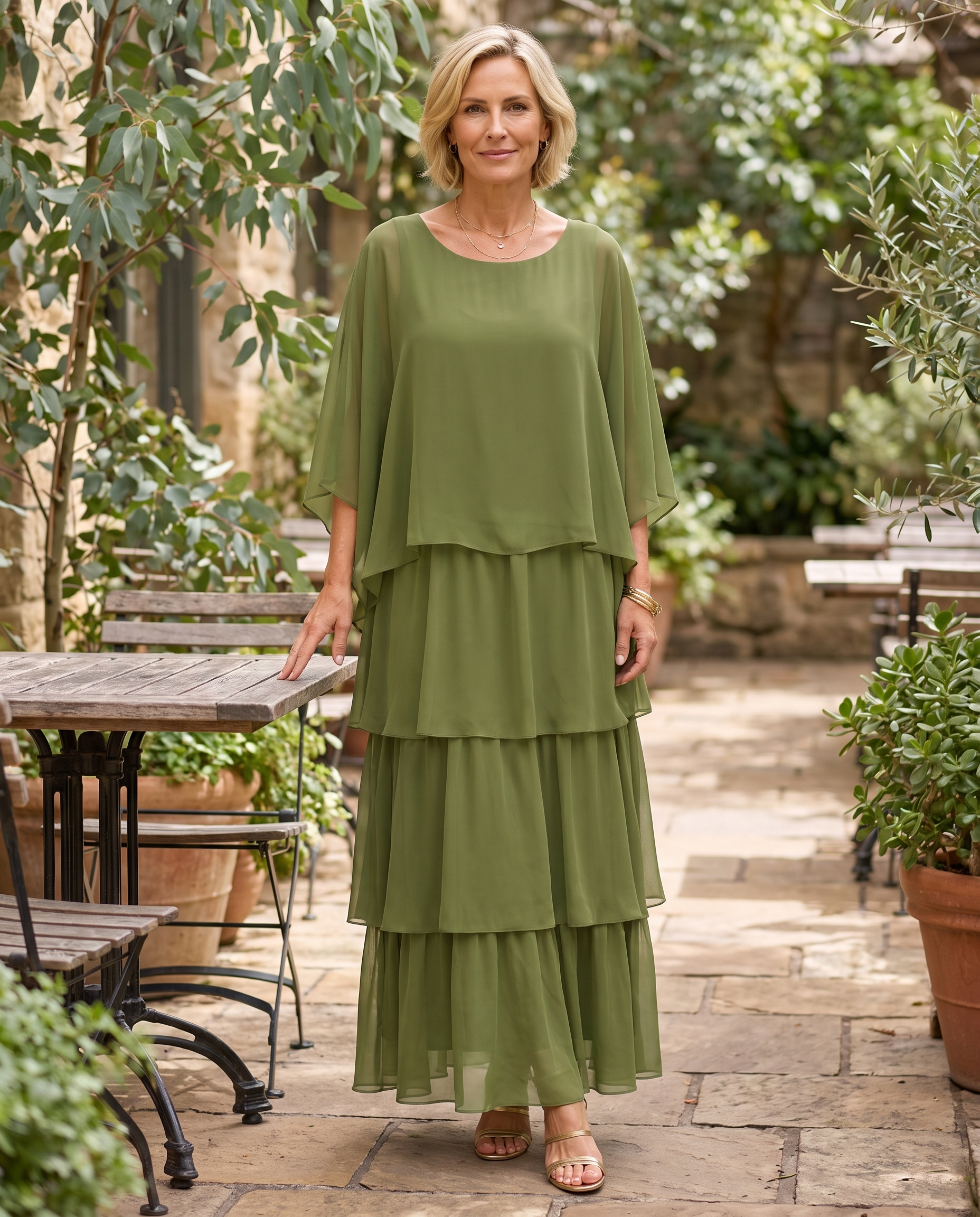 Maxi Dress – Effortless Graceful Flow — Dark Green — courtyard lifestyle