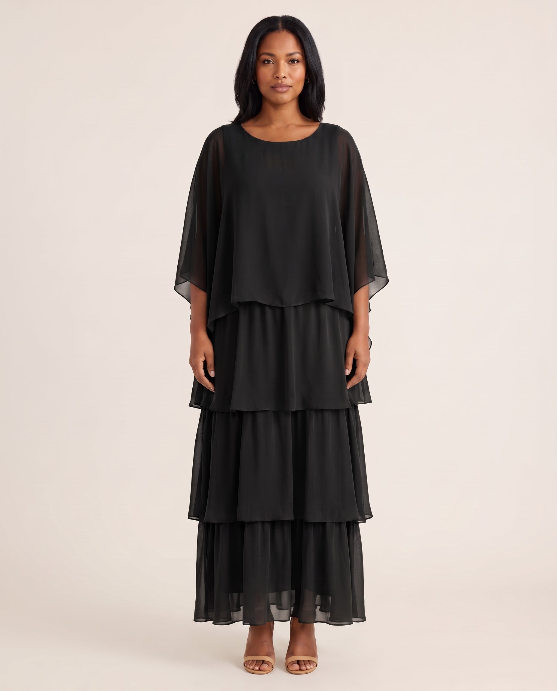 Maxi Dress – Effortless Graceful Flow — Black — studio front