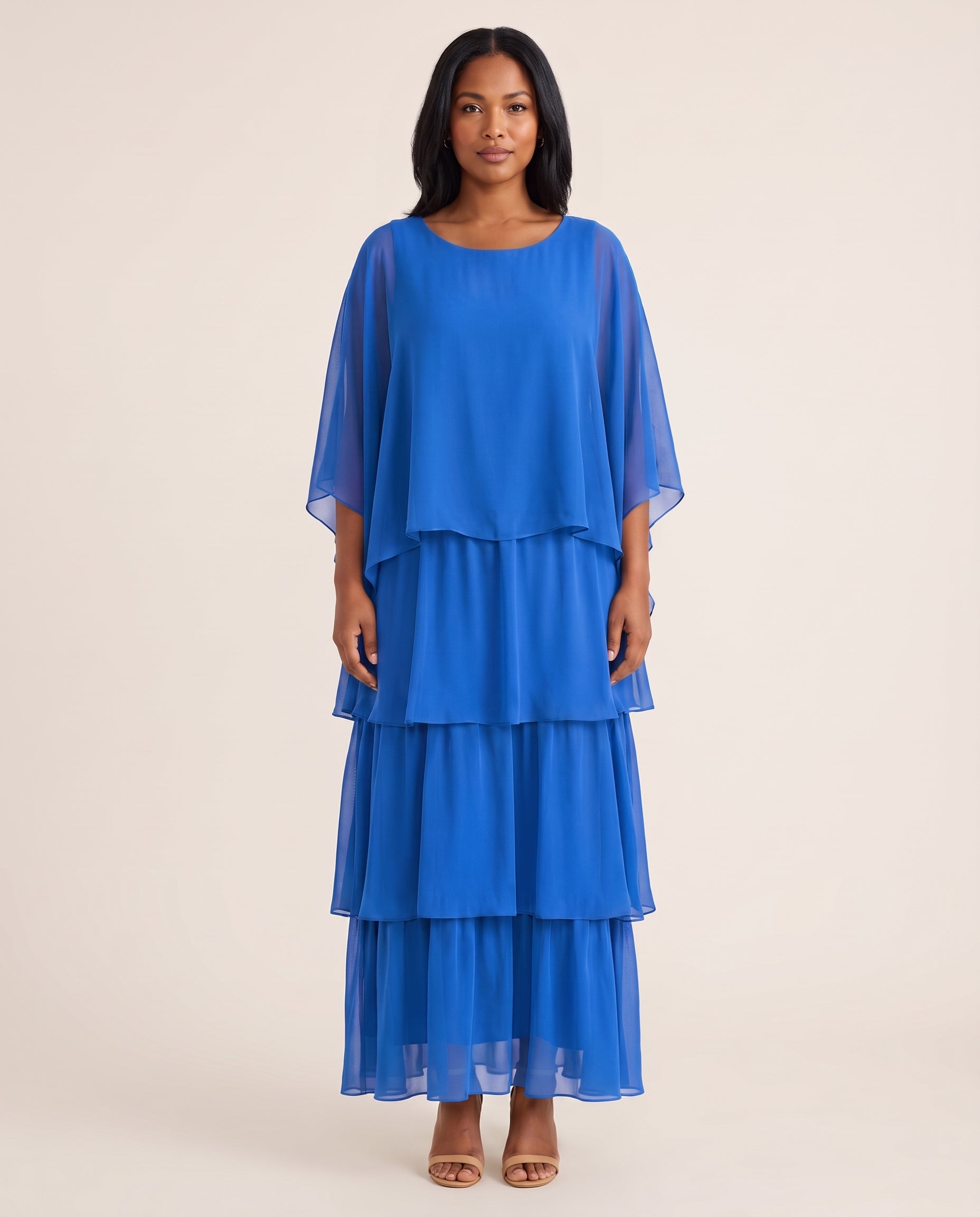Maxi Dress – Effortless Graceful Flow — Blue — studio front