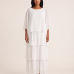 Maxi Dress – Effortless Graceful Flow — White — studio front