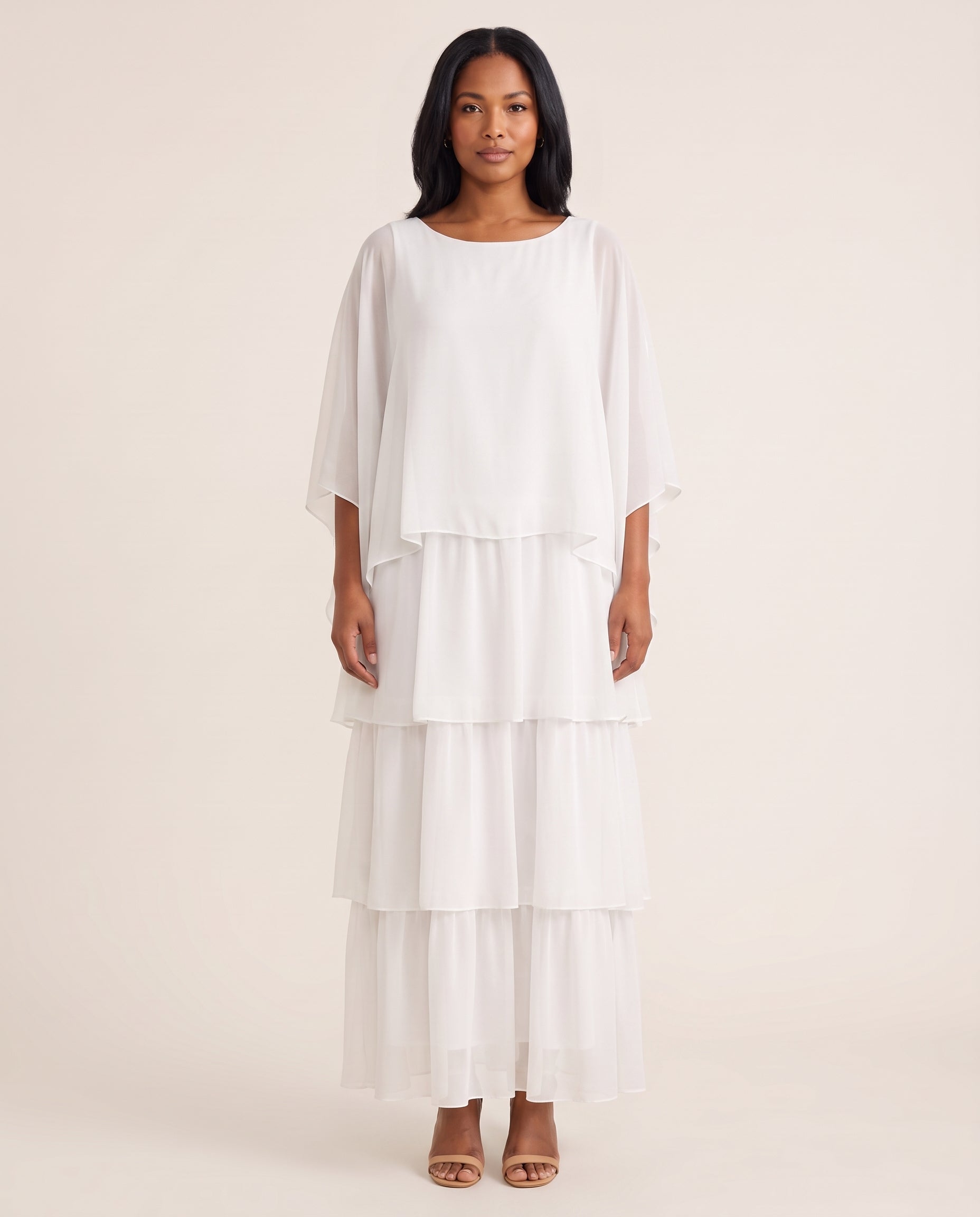 Maxi Dress – Effortless Graceful Flow — White — studio front