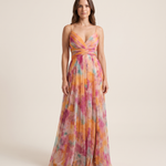 Maxi Dress – Wrapped Summer Silhouette — Multicolor — studio front