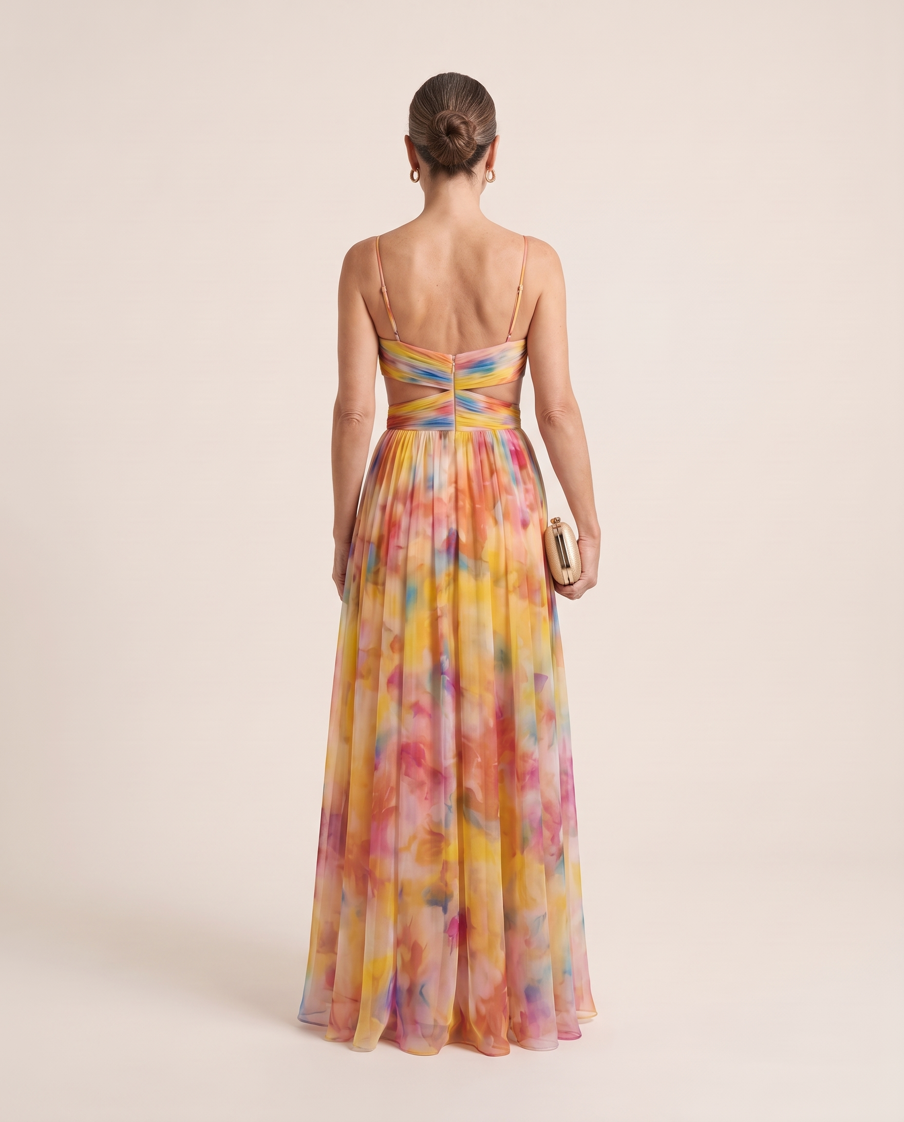 Maxi Dress – Wrapped Summer Silhouette — Multicolor — back view