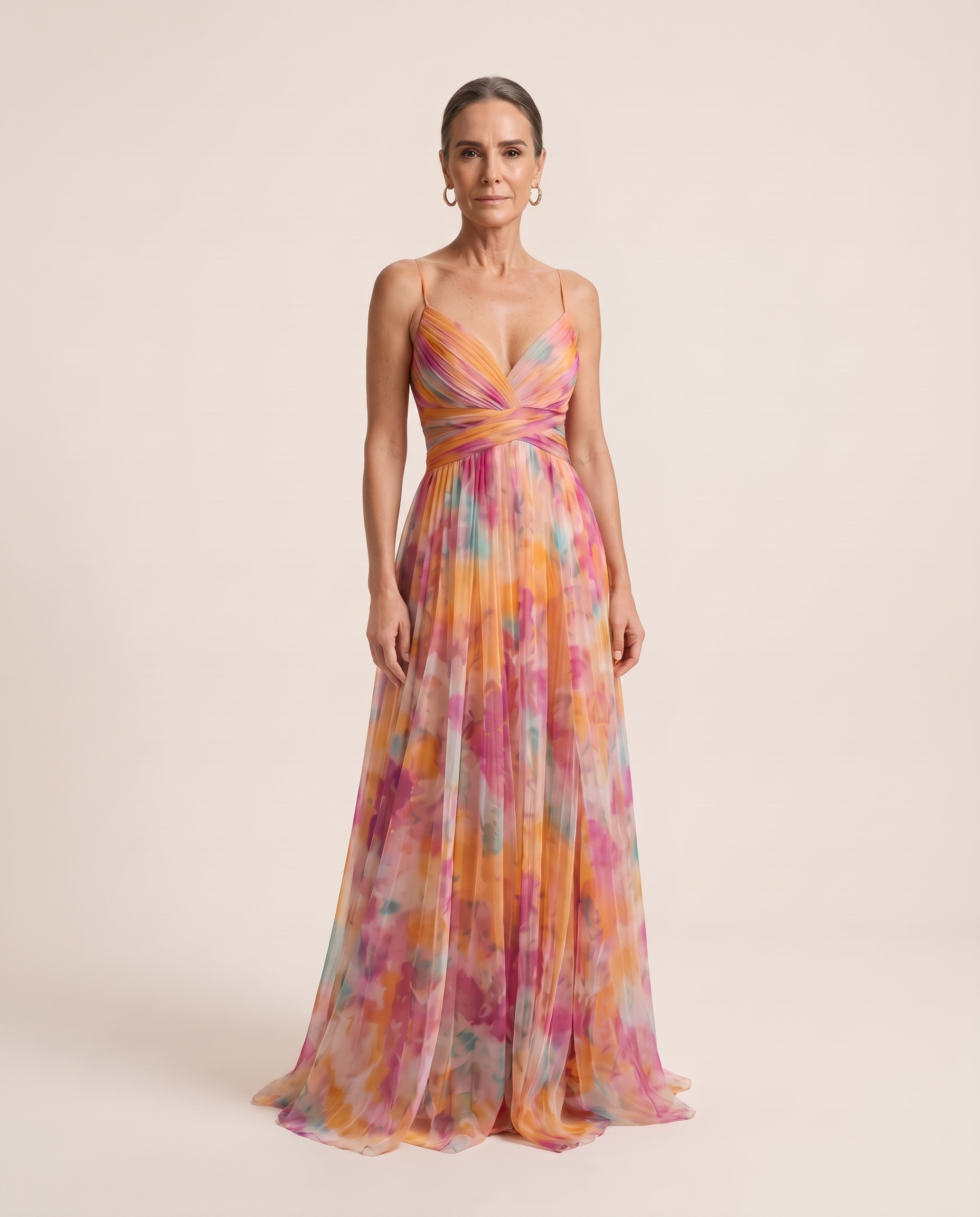 Maxi Dress – Wrapped Summer Silhouette — Multicolor — studio three-quarter