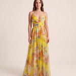 Maxi Dress – Wrapped Summer Silhouette — Yellow — studio front