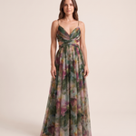 Maxi Dress – Wrapped Summer Silhouette — Dark green — studio front