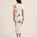 Midi Dress – Floral Wrap Midi — White — back view