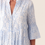 Midi Dress – Paisley Three-Quarter Sleeve — Blue — fabric detail