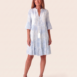 Midi Dress – Paisley Three-Quarter Sleeve — Blue — studio three-quarter