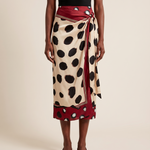Abstract Floral Satin Wrap Midi Skirt - Print A variant