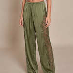 Noa Lace-Trim Satin Straight-Leg Pants – studio front view