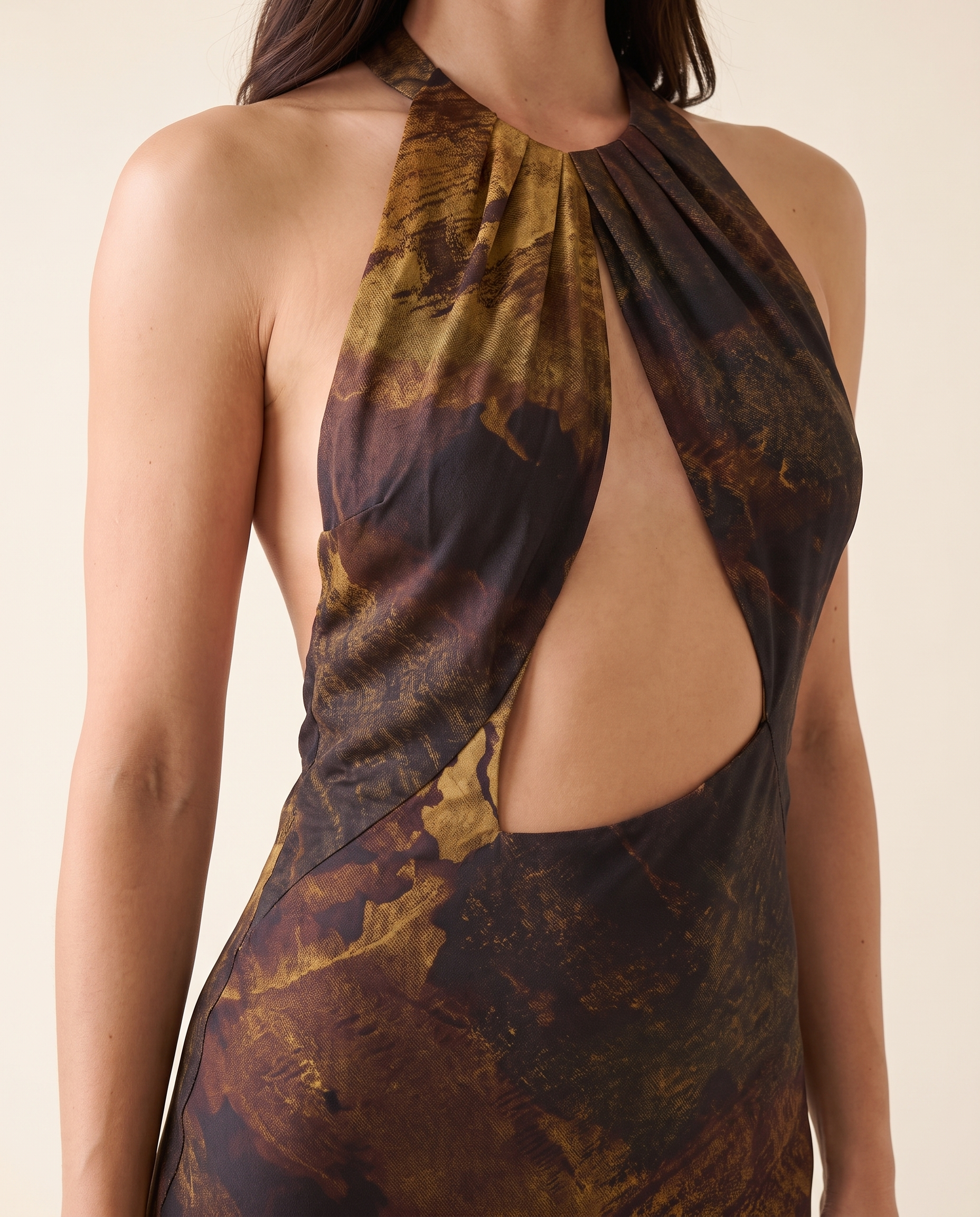 Noelle Printed Open-Back Bodycon Maxi Dress – product detail view