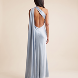 Nora Elegant Open-Back Satin Maxi Dress — back studio