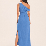 One Shoulder Linen Maxi Dress with Side Split – alternate product view