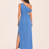 One Shoulder Linen Maxi Dress with Side Split – alternate product view