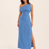 One Shoulder Linen Maxi Dress with Side Split – primary product view