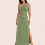 One Shoulder Linen Maxi Dress with Side Split – product detail view 3
