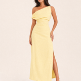 One Shoulder Linen Maxi Dress with Side Split – product detail view 5