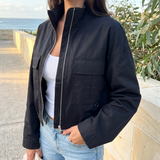 Onyx Relaxed High-Neck Zip Jacket – Australian lifestyle view