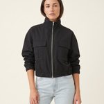 Onyx Relaxed High-Neck Zip Jacket – studio front view