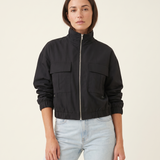 Onyx Relaxed High-Neck Zip Jacket – studio front view