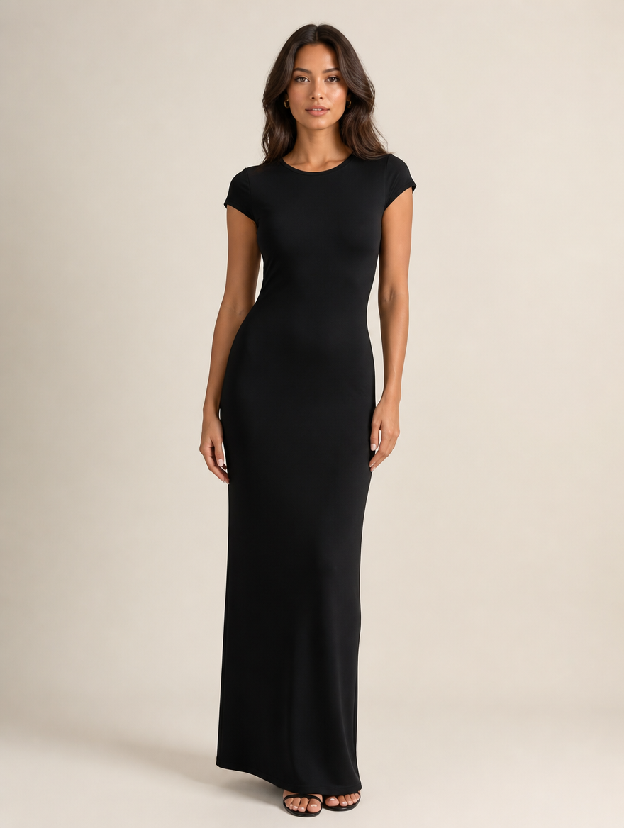 Open-Back Short-Sleeve Maxi Dress – primary product view