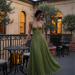 Ottilie green pleated maxi dress Melbourne lifestyle