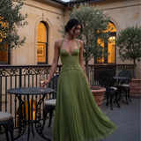 Ottilie green pleated maxi dress Melbourne lifestyle