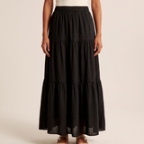 Panelled Maxi Skirt – Black