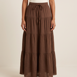 Panelled Maxi Skirt – Deep Brown