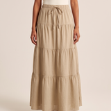 Panelled Maxi Skirt – Khaki