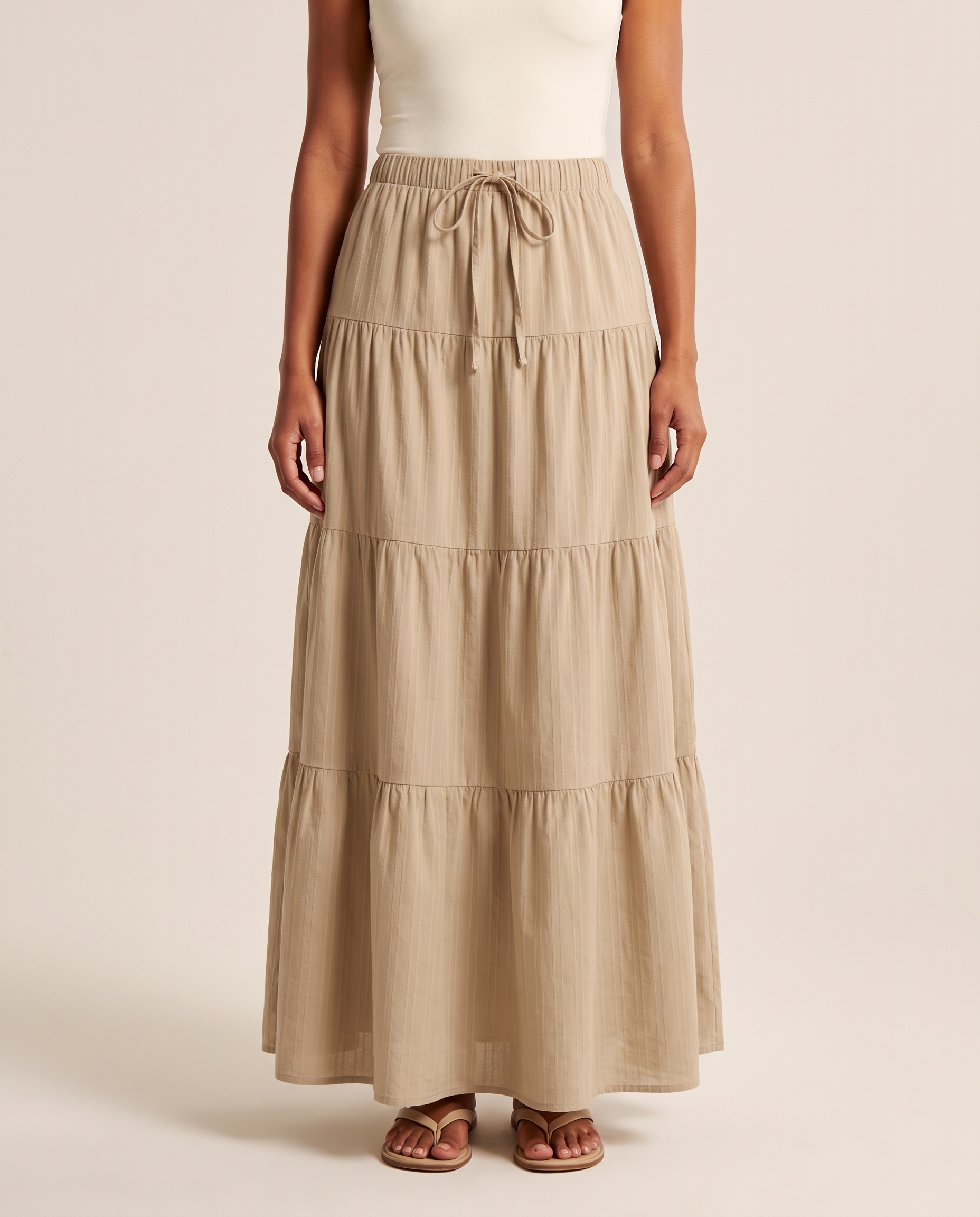 Panelled Maxi Skirt – Khaki