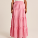 Panelled Maxi Skirt – Pink