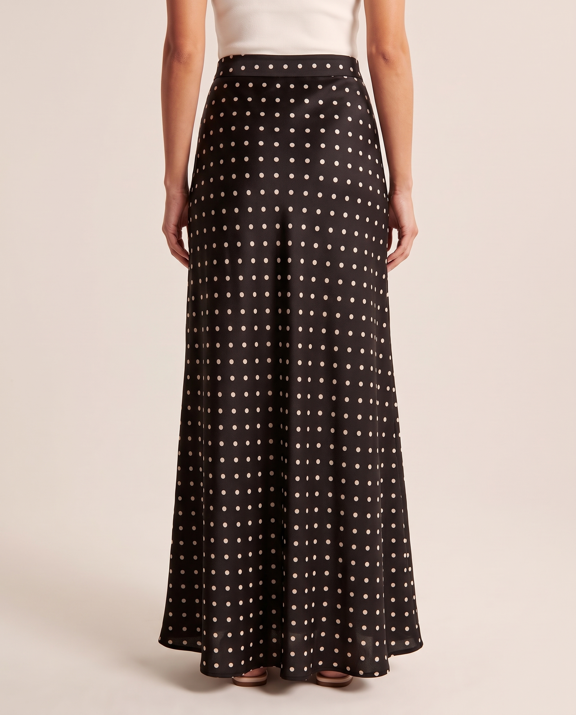 Polka Dot Satin Maxi Skirt – back