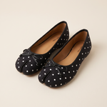 Polka Dot Ballet Flats with Bow — front view