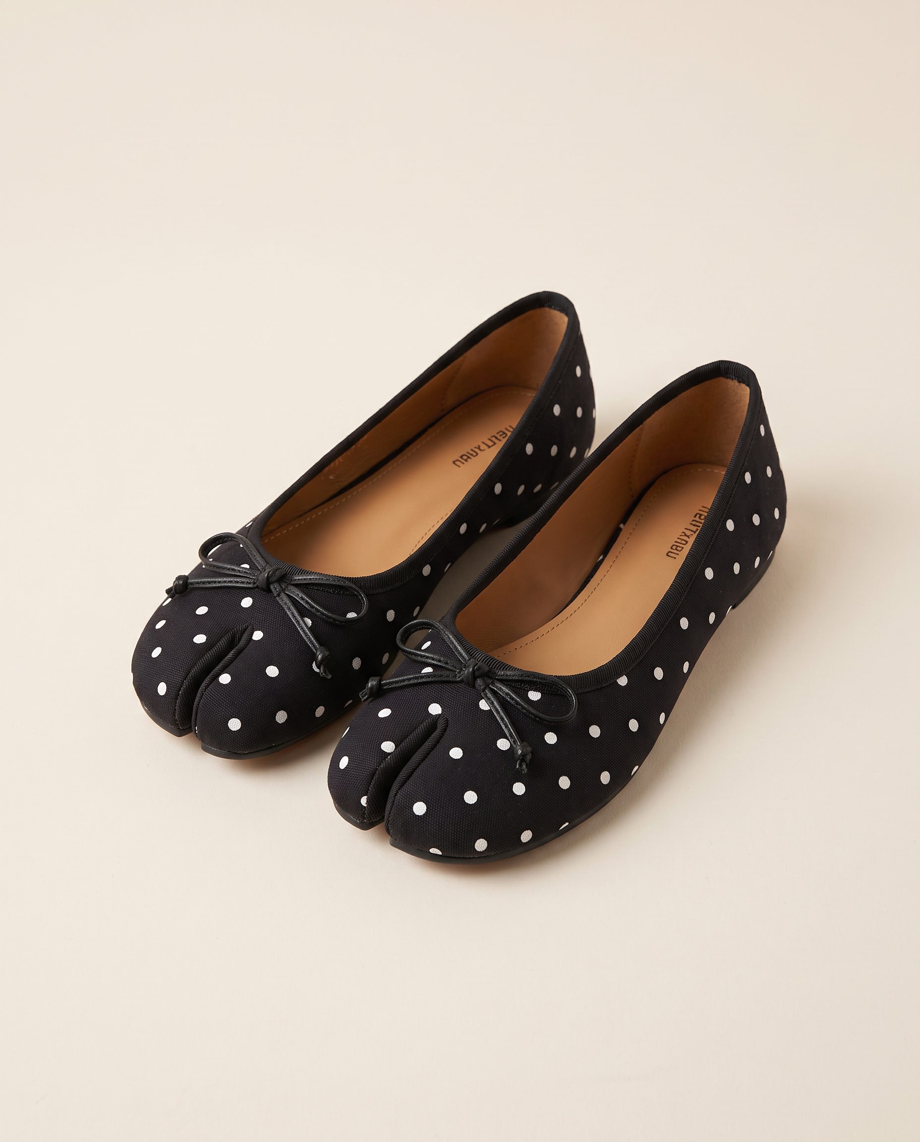 Polka Dot Ballet Flats with Bow — front view